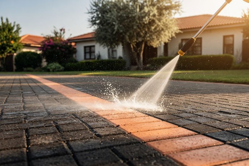 Driveway and paving pressure cleaning